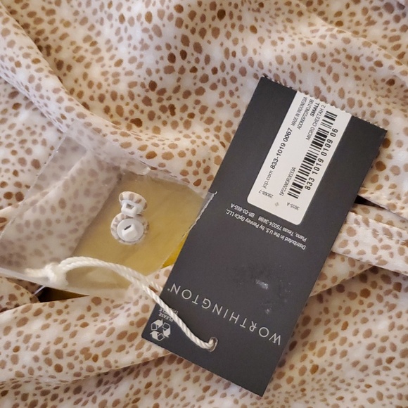 Worthington Nuetral Print Blouse NWT sz Sm - Picture 4 of 5